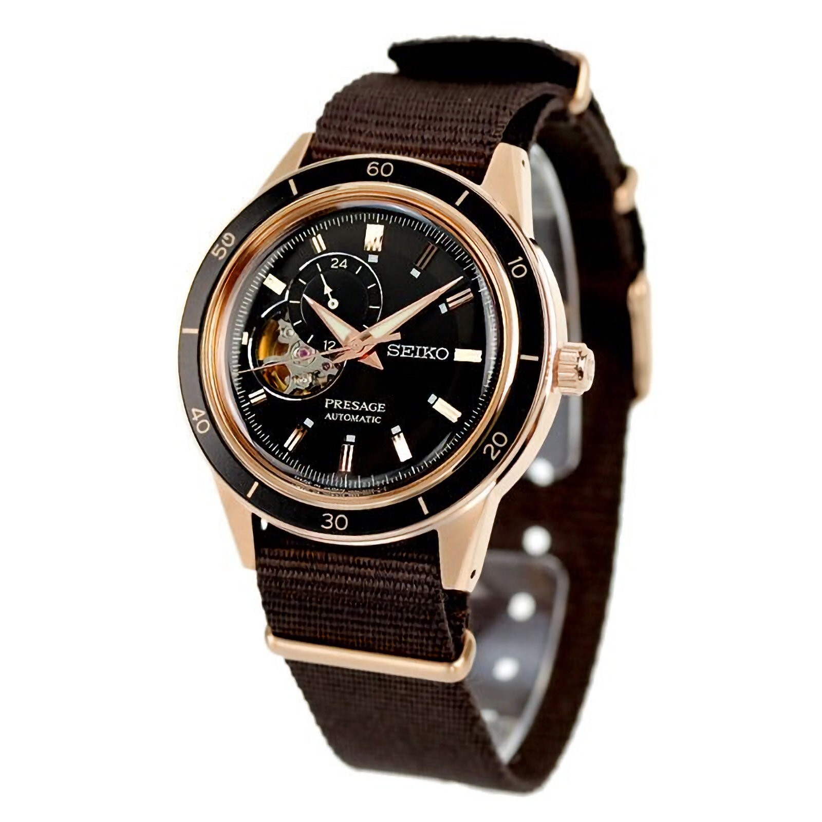 Pre-owned Seiko Presage Style 60's Ssa426j1 Automatic Open Heart Black Dial Watch Warranty