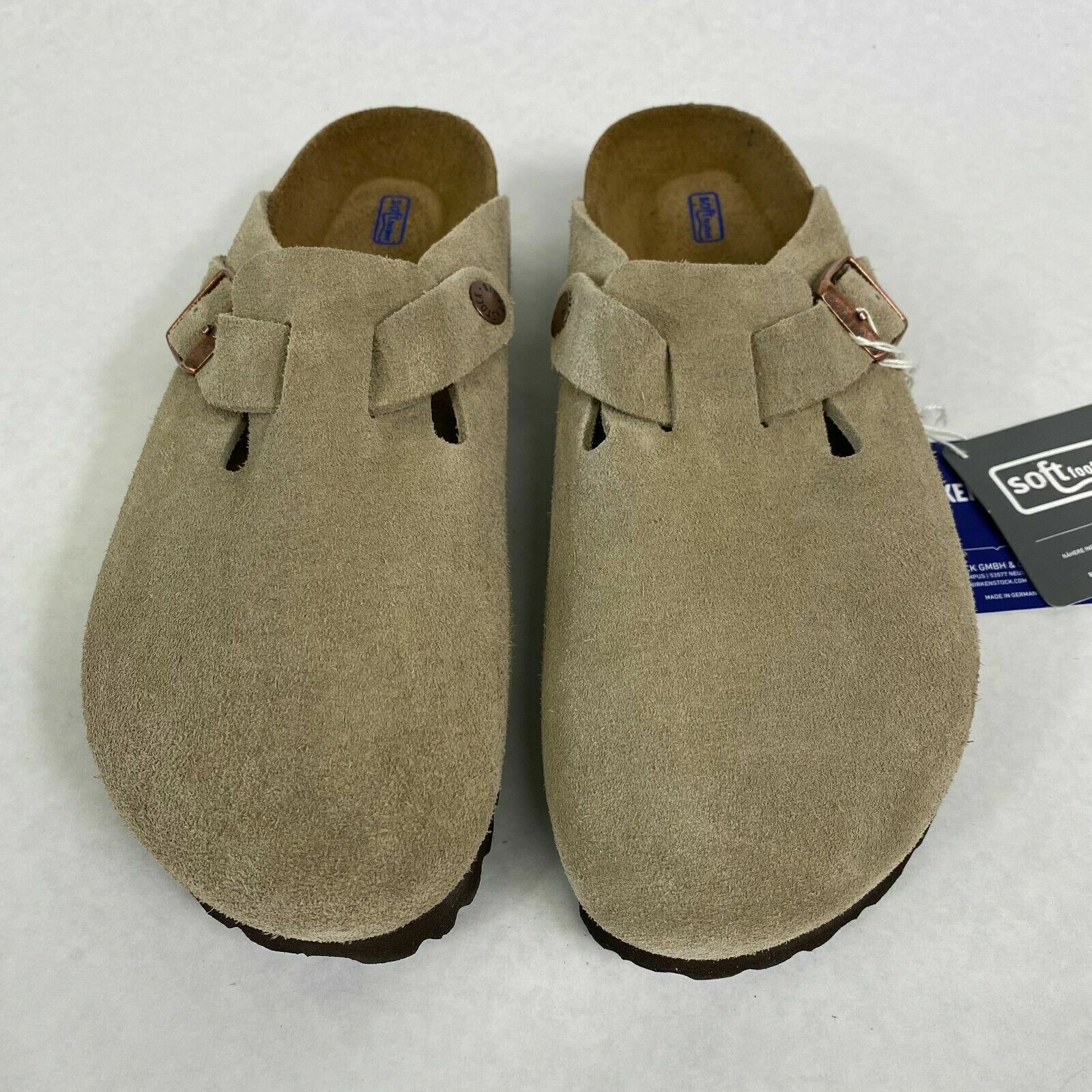 Birkenstock New w/o Box Boston Taupe Suede Soft Footbed