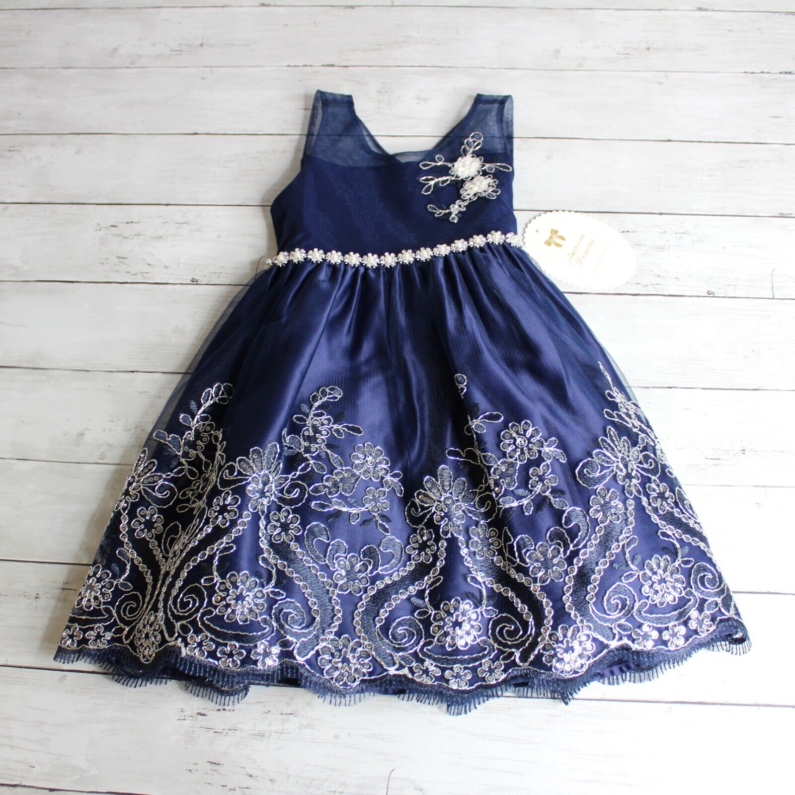 American Princess Girl's Formal Dress Size 4T 4 Navy Blue