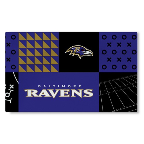 Моющийся коврик для гостиной с цветными блоками Northwest NFL Baltimore Ravens, 36 X 60