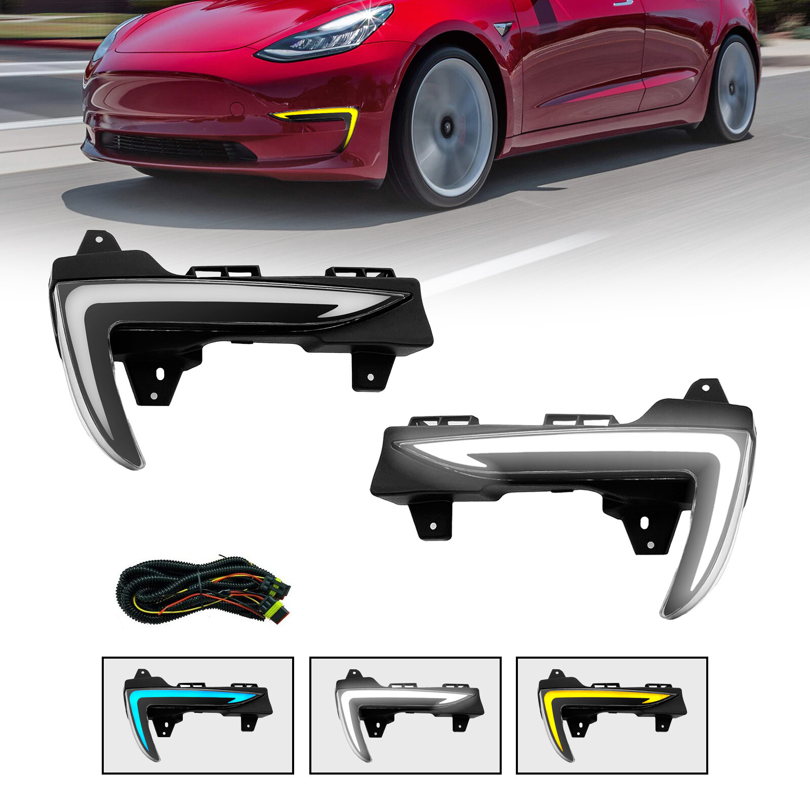 Tesla Model 3 & Y Passenger Side Fog/DRL Light - Right Bumper LED Lamp For 2017-2023