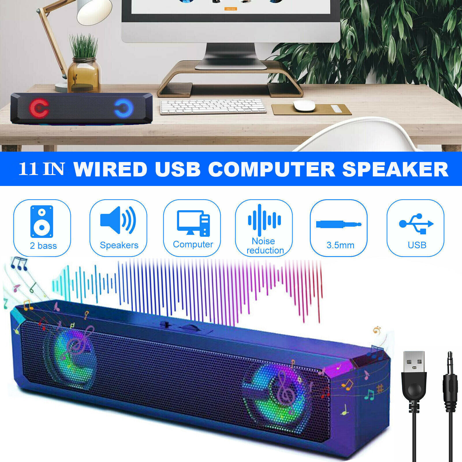 4 Speaker System Surround Sound Bar Wireless BT Subwoofer TV Home Theater+Remote