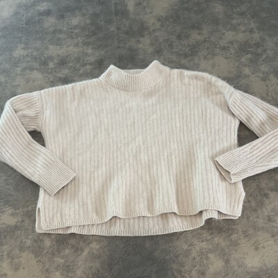 Madewell Recycled Cashmere Wool Sweater Women's XS Beige Oversized Crop Ribbed