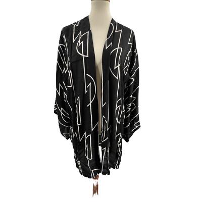 Anthropologie Bel Kazan Black Abstract Pattern Open Front Kimono S/M