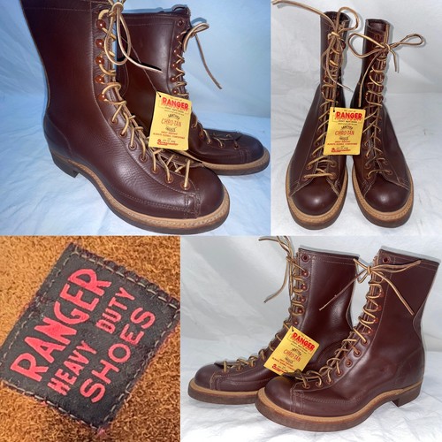 VTG 60s 8 ENDICOTT JOHNSON RANGER LEATHER LACE TO TOE MONKEY