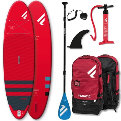 Fanatic Fly Air/Pure Package 9'8'' SUP Stand Up Paddle Inflatable Board Set Red