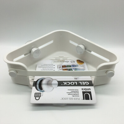 Umbra 1004435 Flex 4 1/2 Inch Tall ABS Plastic Corner Shower Gel Lock White 
