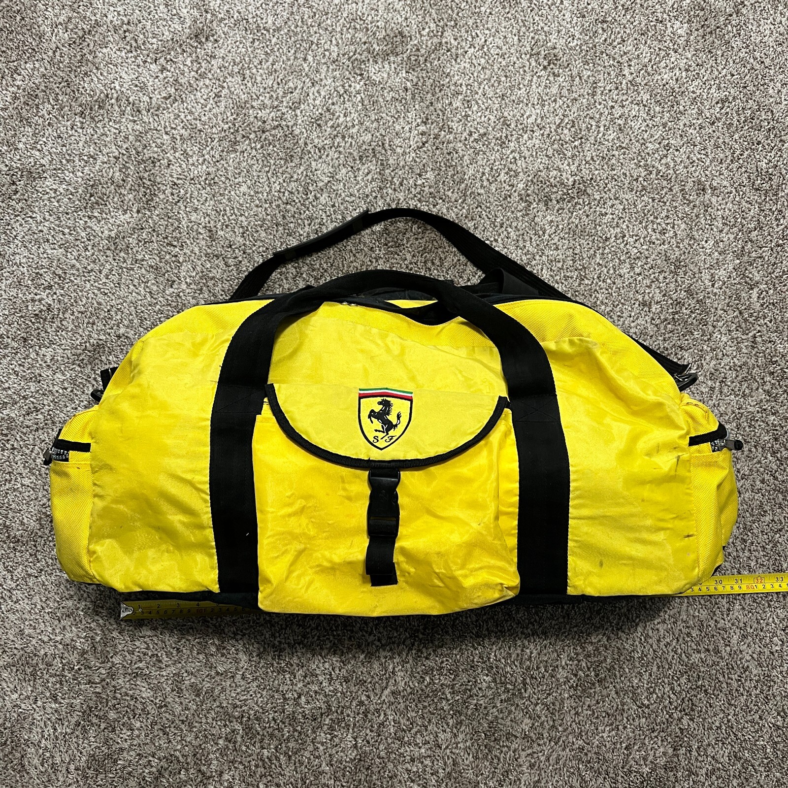 VTG 1995 Large Official Ferrari Yellow Duffle Bag Extremely