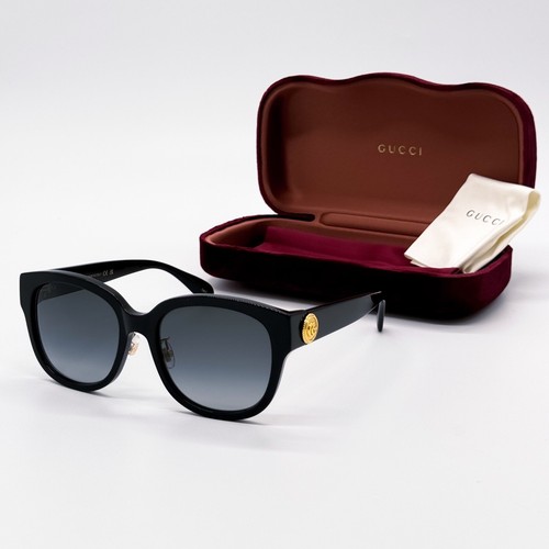 NEW GUCCI GG1409SK 001 ROUND BLACK GREY WOMEN SUNGLASSES