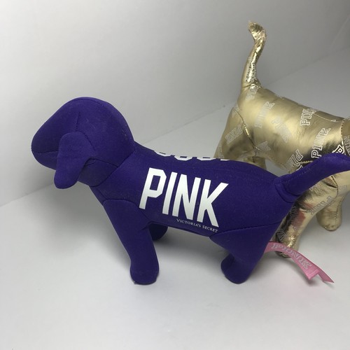Victorias Secret PINK Lot of 2 Dogs - 2014 Limited Edition Gold & 1986 Purple