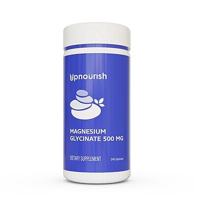 Magnesium Glycinate 500mg 240 Capsules for Calm, Stress, Sleep, Leg Cramp, Heart