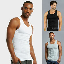 Lot of 6 Pack Men's Tank Top 100% Cotton A-Shirt Wife Beater Ribbed Undershirt | eBay