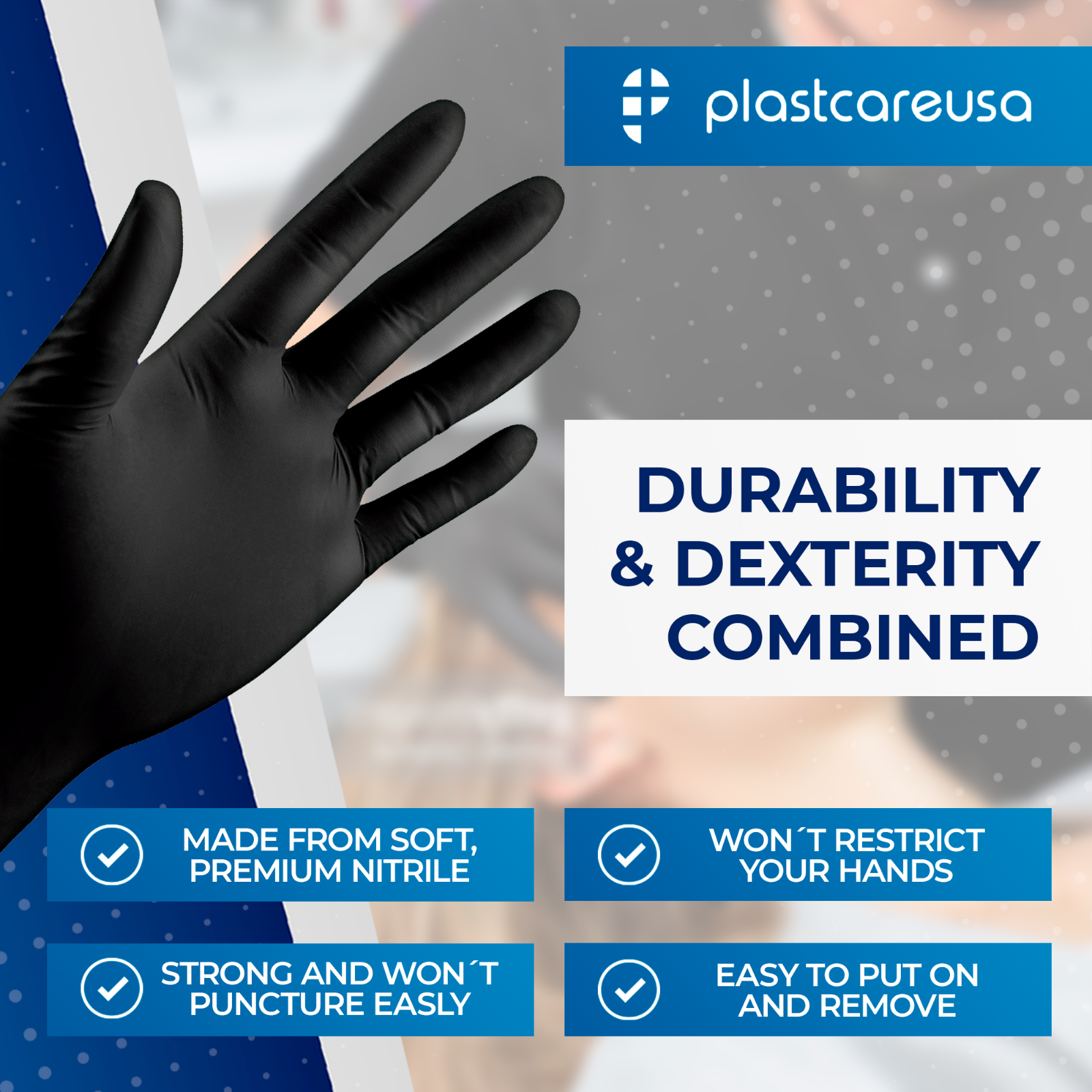 1000 Black Large Nitrile Exam Disposable Gloves, Latex & Powder Free, Medical