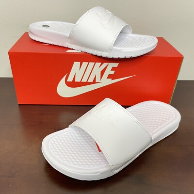 Nike Benassi JDI Slip On Slides Sandals White 343881-115 Woman's Size 8 New