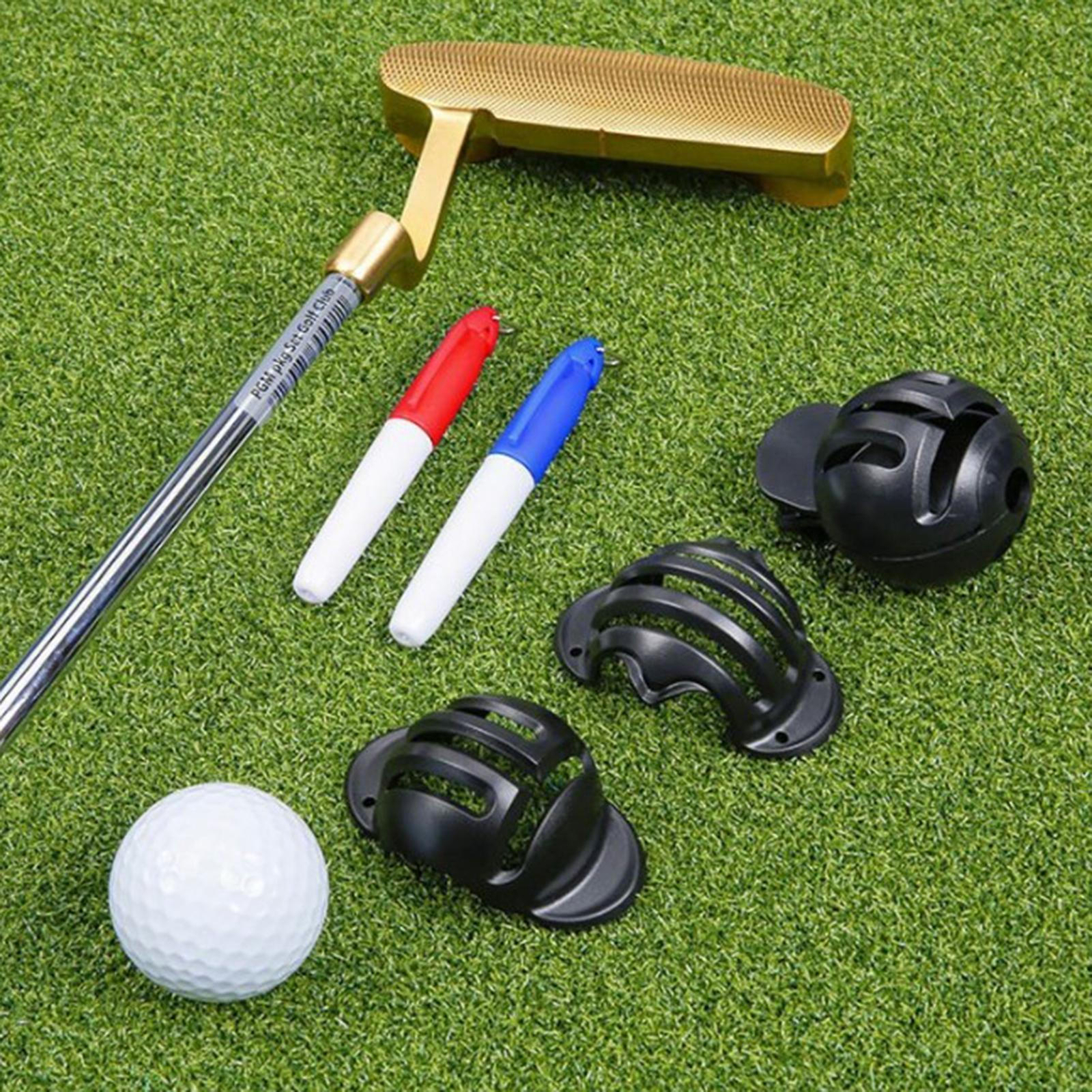 Golf Ball Line Marker Set Alignment Track Golf Ball Marker Stencil with 2 Pens