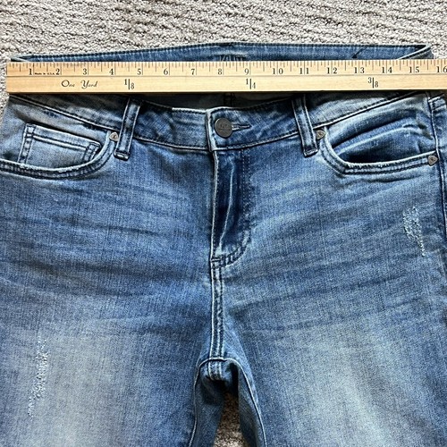 KUT From The Kloth Jeans Womens 8 Blue Crop Straight Leg Distressed Stretch
