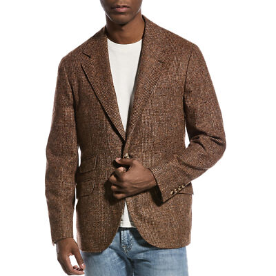 Pre-owned Brunello Cucinelli Men's Brown 3 Button Alpaca Blazer