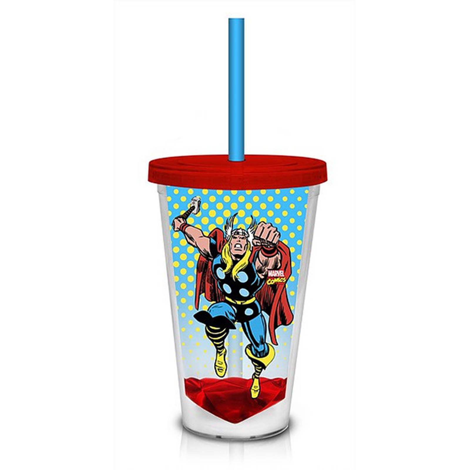 Marvel Retro Thor, 18 унций Дорожный стаканчик Carnival с НОВОЙ крышкой и соломинкой 