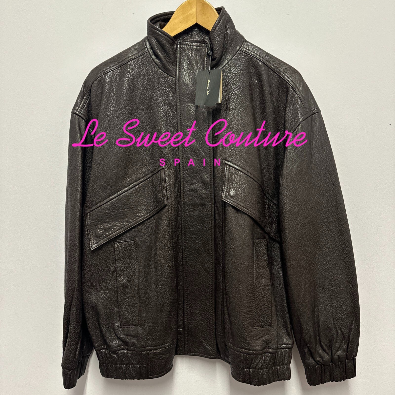 Pre-owned Massimo Dutti Woman Fw24 Textured Nappa Leather Jacket Double Pocket 4708/818 In Brown