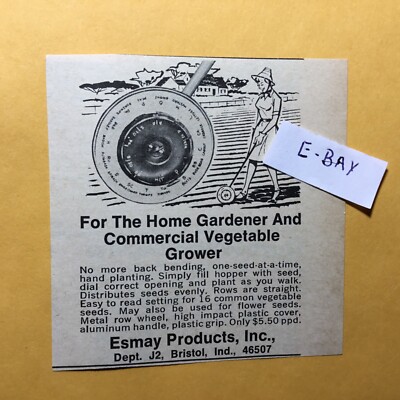 1968 Ad. Esmay Products Inc. Bristol, Indiana. Seed planter