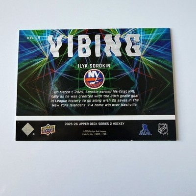 2025 Upper Deck Series 2 #VB-18 Ilya Sorokin Vibing