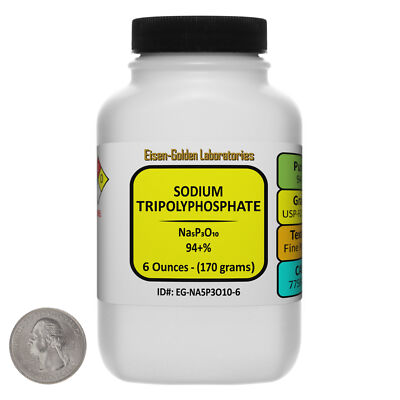 Sodium Tripolyphosphate [Na5P3O10] 94+% USP-FCC Food 6 Oz in a Bottle