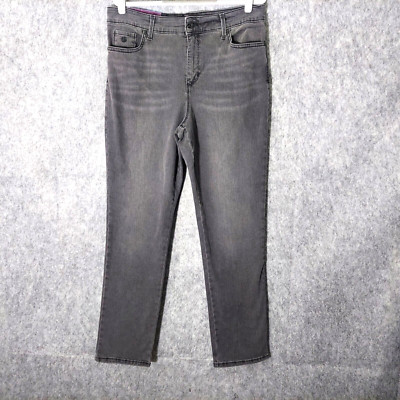 Gloria Vanderbilt Amanda 2.0 Jeans 12 Slimming Straight Leg Black Embroidered