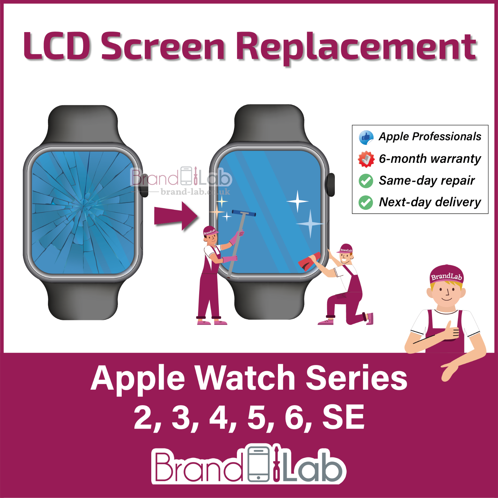 Apple Watch 2 3 4 5 6 SE Full LCD Screen Replacement Repair Service eBay