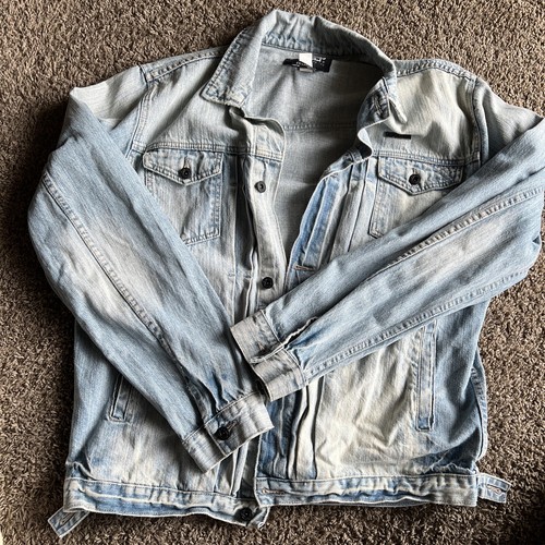 10 Deep Blue Denim Trucker Jacket Blue Men Size 2XL Stone