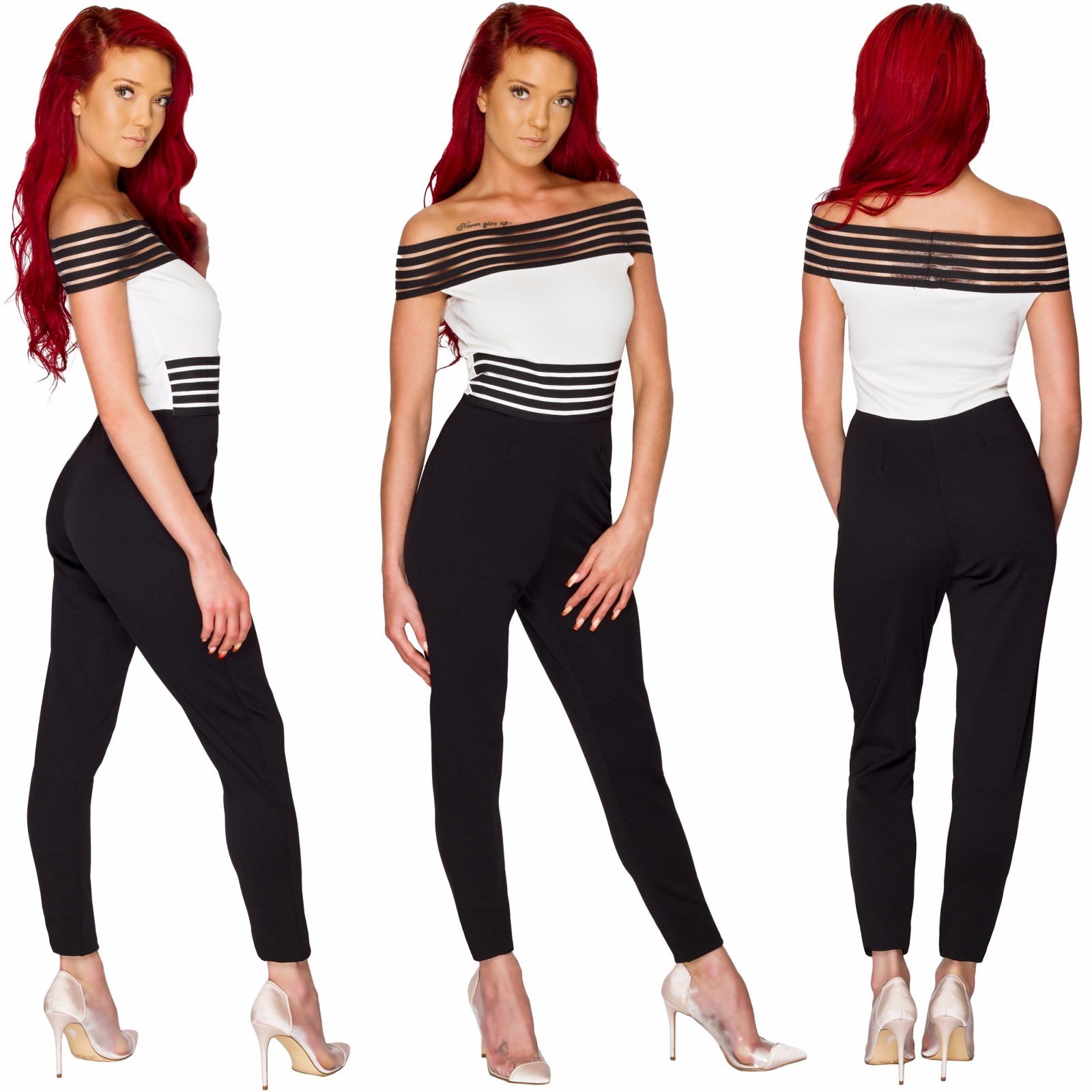 off the shoulder bodycon jumpsuit