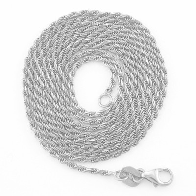 Pre-owned Nuragold 14k White Gold 2.5mm Diamond Cut Rope Italian Chain Pendant Necklace Womens 18"