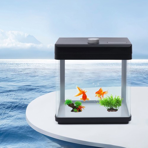 1.5 Gallon Aquarium Kit Fish Tank 5V Black Low Noise Bedroom