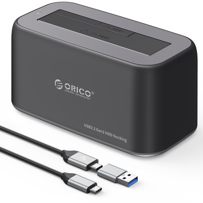 ORICO Dual Bay Clone Hard Drive Docking Station USB C 3.2 Gen 2 For 2.5/3.5  HDD