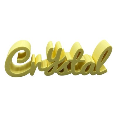 Custom 3D Printed Crystal Name Plate Yellow Desk Sign Decor 8 Inch