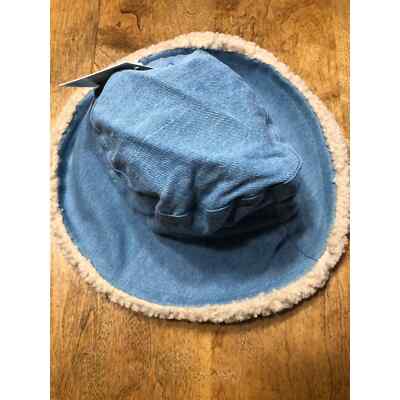Denim Faux Shearling-Lined Bucket Hat, Bucket Hat