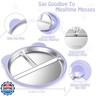 YIHCE Stainless Steel Kids Plate with Suction 4 Pack, 9″ Toddler Divided Plates with Removable Non Slip Silicone Sleeves, BPA Free Baby Snack Dishes, Mint Green, Wisteria, Coral pink, Glaucous