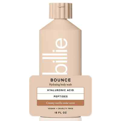 Billie Bounce Hydrating Womens Body Wash Creamy Vanilla Cedar Scent 18 fl oz