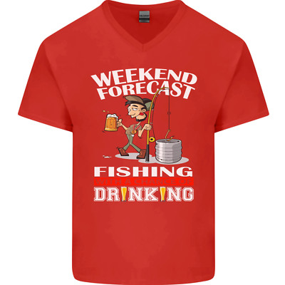 Fishing Weekend Forecast Funny Fisherman Mens V-Neck Cotton T-Shirt