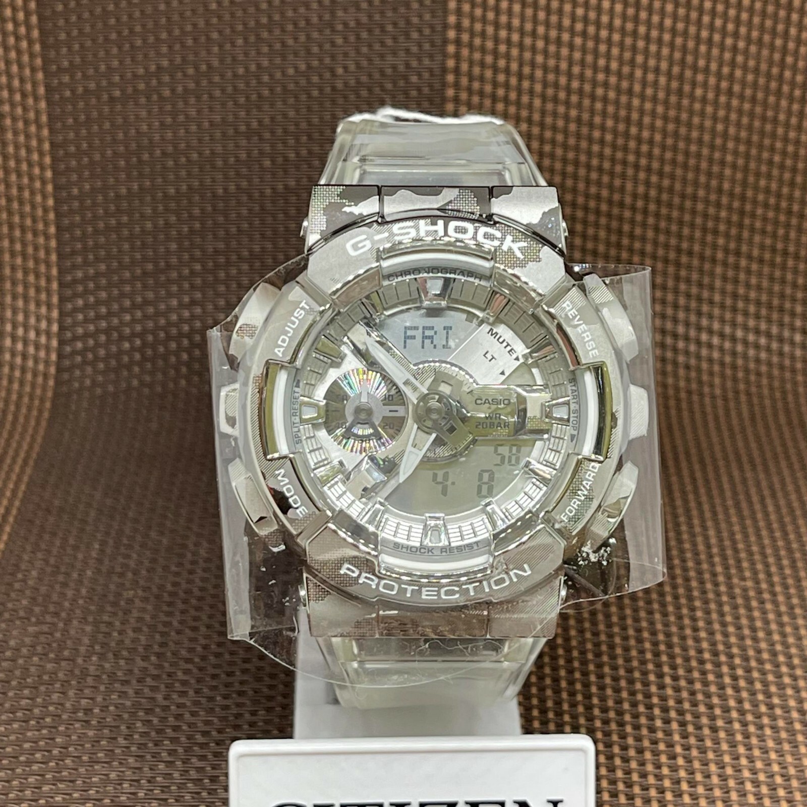 Pre-owned Casio G-shock Gm-110scm-1a Metal Cover Translucent Skeleton Camouflage Men Watch