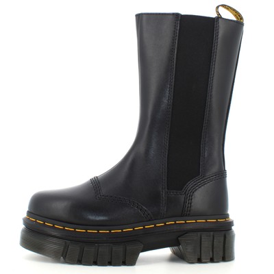 Pre-owned Dr. Martens A23us Women's Ankle Boot With Platform 30966001 Audrick Chelsea Tall In Black