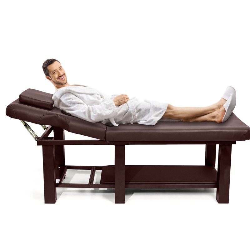 Brown Heavy Duty Massage Table Adjustable Facial Bed Salon Spa And Beauty Bed