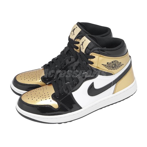 Nike Air Jordan 1 High Golf AJ1 Patent Gold Toe Men Golf Shoes DQ0660-002
