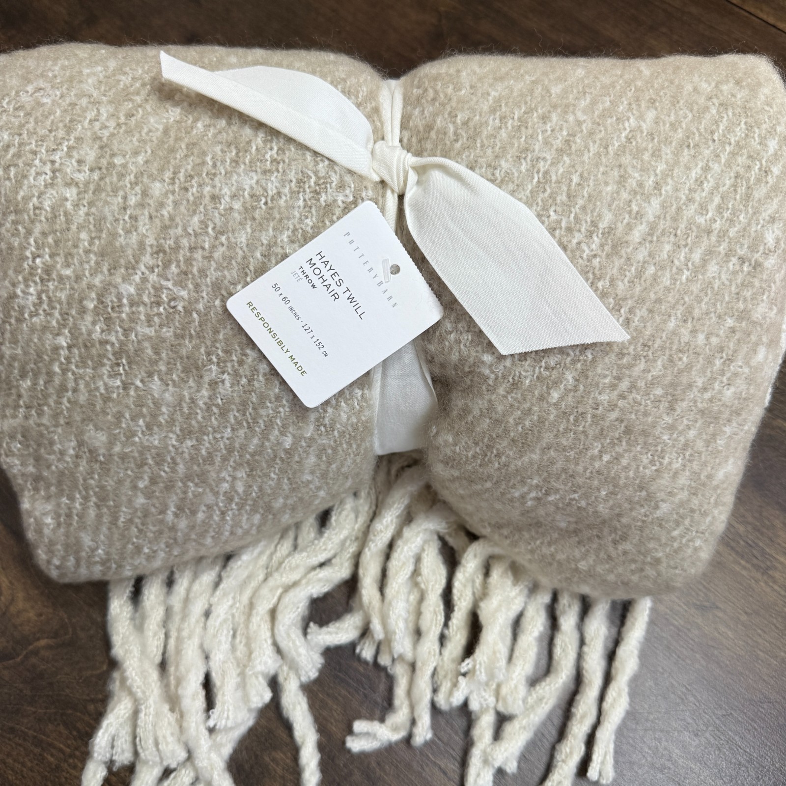 POTTERY BARN HAYES FAUX MOHAIR THROW BLANKET 50 X 60