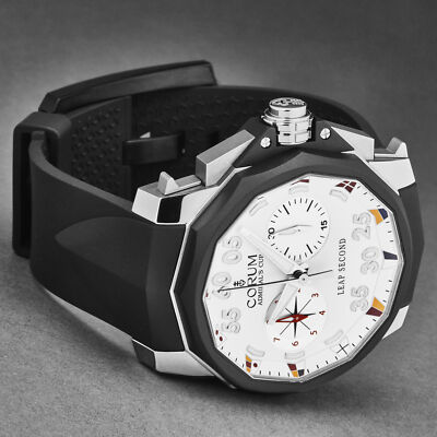 Pre-owned Corum Mens 'admiral Cup' Leap Second Chronograph White Dial Automatic A895/04302
