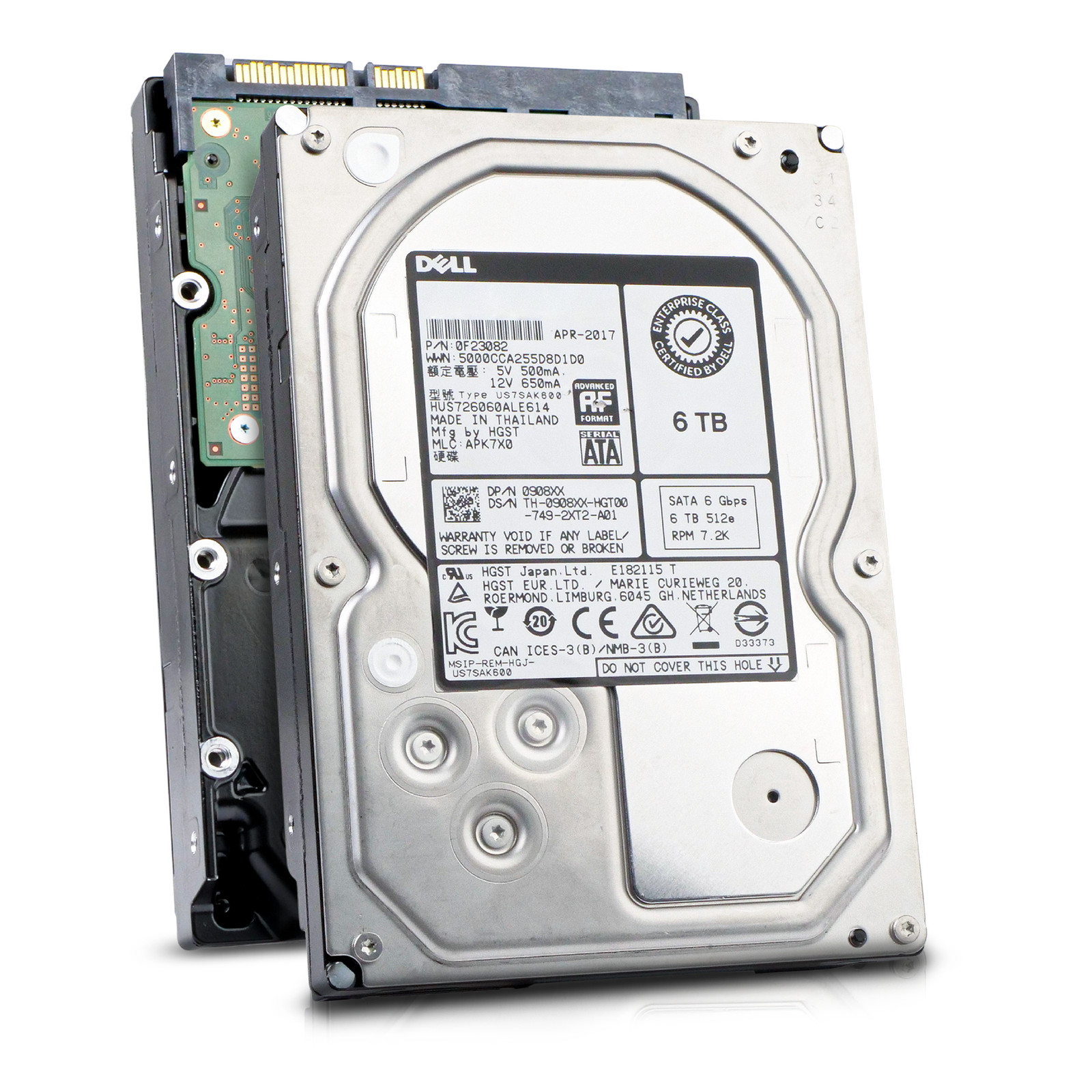 Dell/HGST 7K6000 6TB HUS726060ALE614 0F23082 7.2K RPM SATA 6Gb/s 512e 3.5