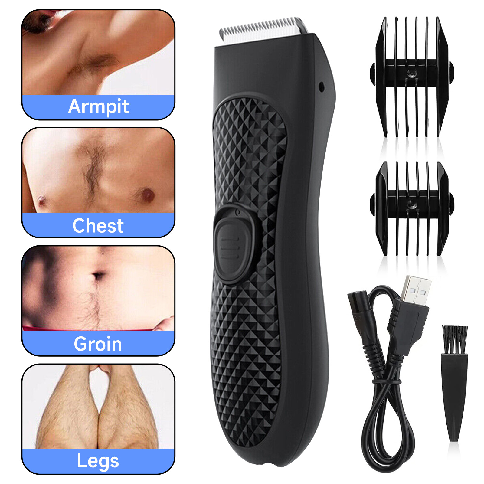 Men Body Trimmer, Waterproof Ball Shaver, Male Hygiene Razor w/ Charging Dock