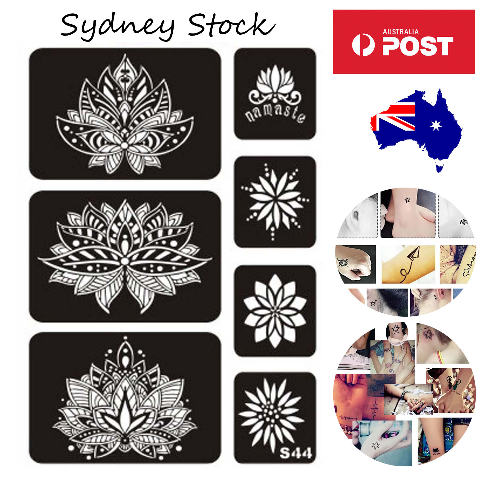 Henna Tattoo India Temporary Ink Body Art Sticker Stencil Drawing Template Sheet
