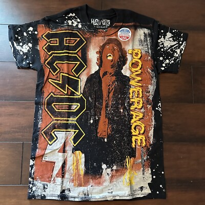 Liquid Blue AC/DC PowerRage Havok Size Medium Back In Black T Shirt TNT Splatter