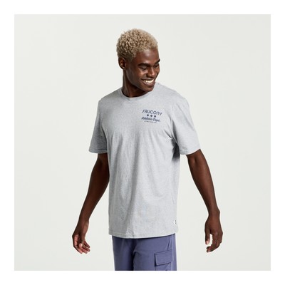 

Мужская футболка Saucony Rested светло-серая вересковая с графическим принтом  Athletic, Light grey heather graphic