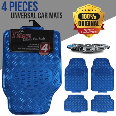 METALLIC LOOK TITAN JVL HEAVY DUTY UNIVERSAL FLOOR MAT SET CAR VAN PROTECT MATS